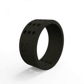 Men's Black Perforated Silicone Ring Size 08