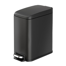 WLIVE 1.3 Gallon / 5 Liter Bathroom Trash Can with Lid, Small Stainless Steel Garbage Can, Slim-Shaped Trash Bin with Step Pedal for Home and Office, Black.