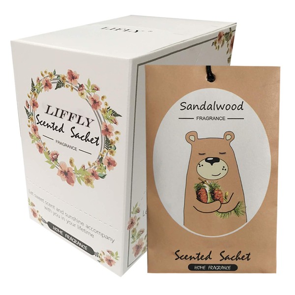 LIFFLY 14 Packs Sandalwood Scented Sachets fit Drawers and Closets