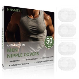 Nipple Covers Men,100Pcs (50 Pairs) Anti-Chafing Nipple Covers for Men, No-Show Mens Nipple Guard Tape for Running, Sports, and Daily Wear White