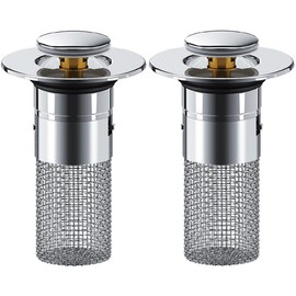 Kellegour Pack of 2 Sink Plugs, 34-40 mm Universal Pop Up Drain Strainer Drain Plug with Strainer, Floor Drain Filter, Drain Plug Sink for Bathroom and Kitchen