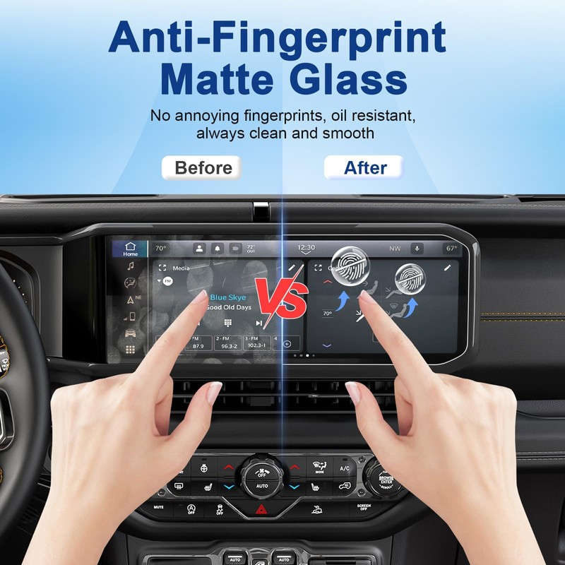 Coleya Anti-Glare Matte 2024-2026 Wrangler Screen Protector, for Jeep Wrangler