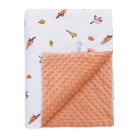 LAT Baby Blanket Winter with Minky 75 x 100 cm - Baby Cuddly Blanket Baby Blanket Newborn Pram Blanket Children's Blanket Birds