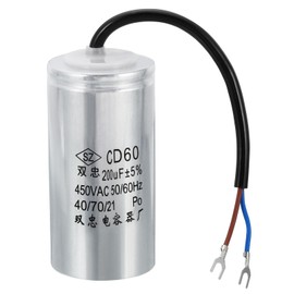 PATIKIL CD60 Run Capacitor, 200uF 450VAC 2 Wires 5% Tolerance 50/60Hz Motor Starting Capacitor for Air Compressor Motor Starts Running