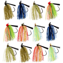 Bass Fishing Jigs Flipping Jig Football jig for Bass Fishing Lures Weedless Hooks Swim Jig Silicon Skirt Artificial Baits Fishing Lure Kit