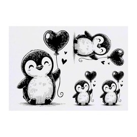 Azeeda 4 x 'Süßer Baby-Pinguin' Temporäre Tattoos - Wasserfest, Hautfreundlich & Ungiftig · Transfers in Verschiedenen Größen (TO00081442)