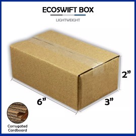 EcoSwift 1-Box 6x3x2 "EcoSwift" Brand Cardboard Packing Mailing Shipping Corrugated