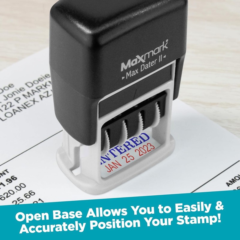 MaxMark Self-Inking Rubber Date Office Stamp with Posted Phrase &