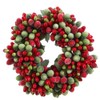 RAZ Imports 4.5" Festive Beaded Candle Ring, Red and Green,