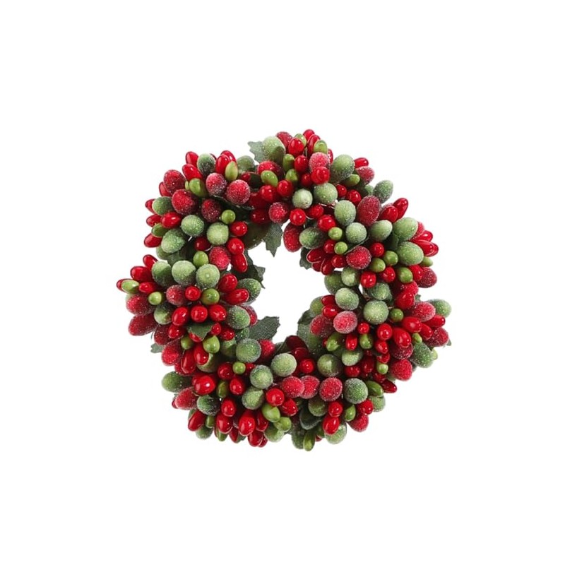RAZ Imports 4.5" Festive Beaded Candle Ring, Red and Green,