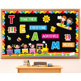 Team Bulletin Board Decorations Set Back to School Motivational Classroom Paper Cutouts Together Everyone Achieves More Teamwork Bulletin Board Decor for School Kindergarten Chalkboard Wall
