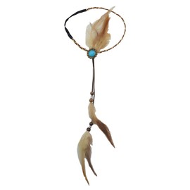 Indian Handmade Feather Headdress Blue Gemstones Hippie Feather Headdress Bohemian Headdress Fascinator Feather Headband