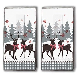 20 Handkerchiefs (2 x 10) Handkerchiefs Lovely Deer/Deer/Winter/Christmas