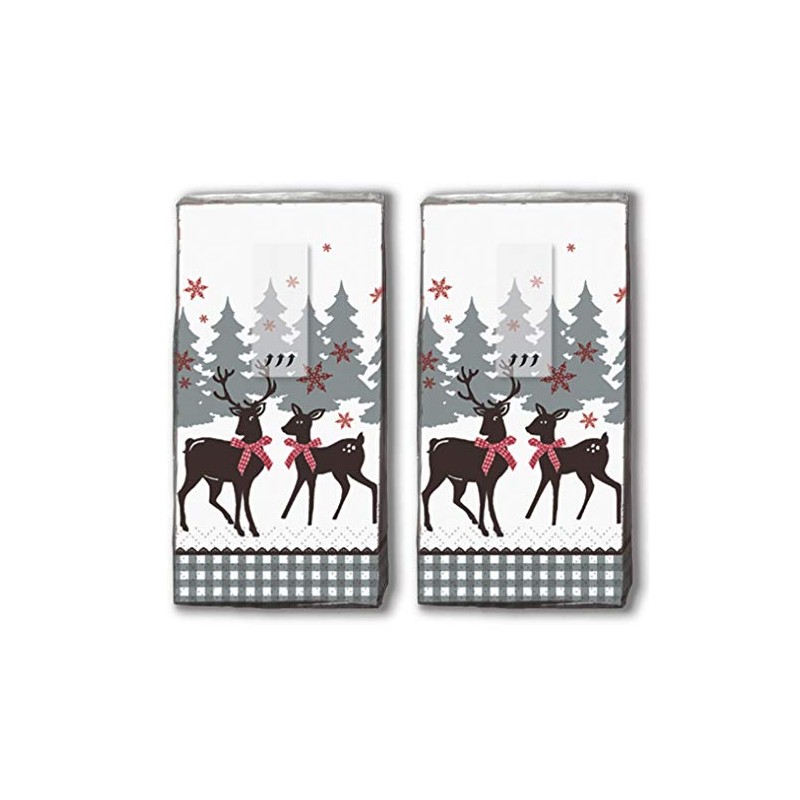 20 Handkerchiefs (2 x 10) Handkerchiefs Lovely Deer/Deer/Winter/Christmas
