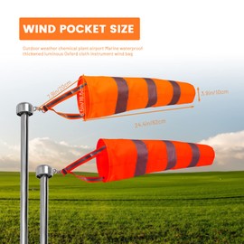 2Pcs Hanging Reflective Windsock Flags for Outside Rip Stop Airport Windsocks Measurement Sock Bag Orange Wind Socks Outdoor Heavy Duty 24in Wind Direction Indicators for Yard (A)