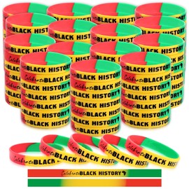 Simgoing 200 Pcs Black History Month Rubber Wristbands Juneteenth Freedom Day Silicone Bracelets Black History Month Decorations for Men Women Teens