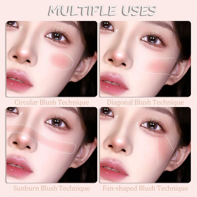 3-in-1 Matte Face Blush With Brush- Long-Lasting, Sweat-Resistant, Non-Greasy Makeup