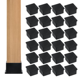 Chair Leg Caps Mcredy Table Leg Foot End Cap Protector Inner Size 1-1/2Inch x 1-1/2Inch Rubber Furniture Foot Fit for Square,Rectangle Chair feet Floor Protectors Black(24 Pcs)