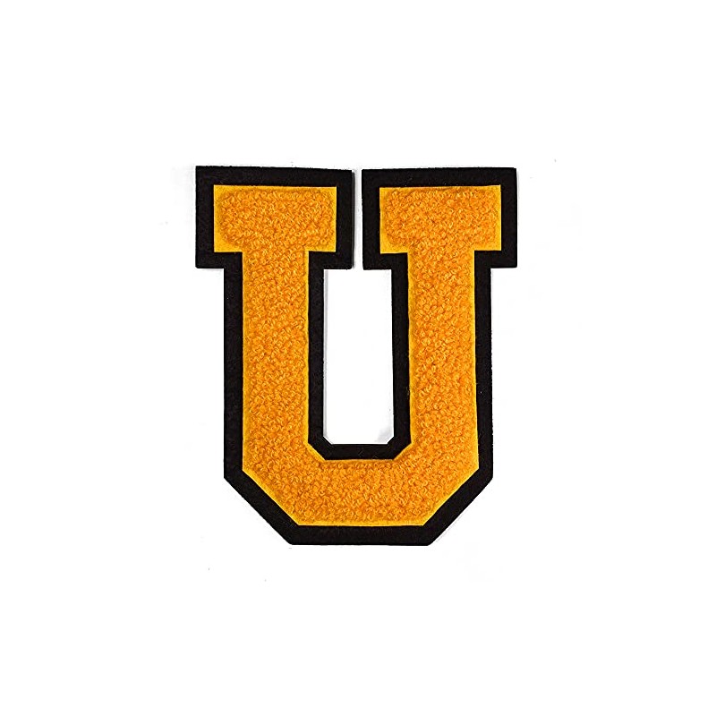 Letter U - Chenille Stitch Varsity Iron-On Patch 11.4cm Golden