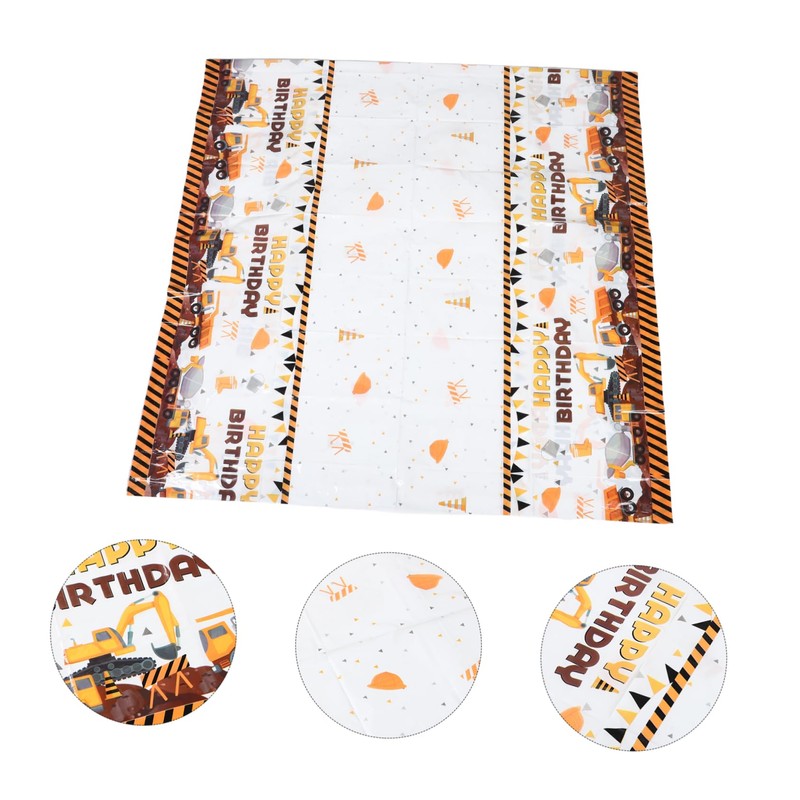 CAXUSD Birthday Party Tablecloth Construction Vehicle Theme Waterproof Plastic Table