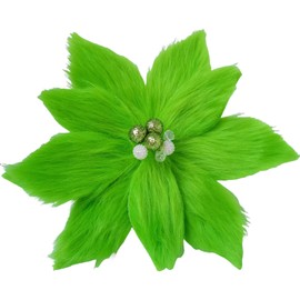 ANROUIN 6PCS Furry Christmas Ornaments Artificial Poinsettia Stem Green Xmas Plush Flowers for Christmas Tree Decoration Floral Picks Centerpiece Wreath Fireplace décor