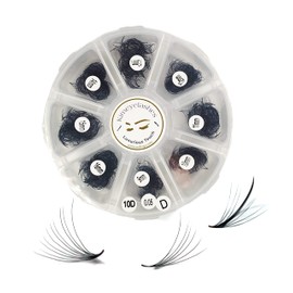Premade Fans Eyelash Extensions Mixed Tray 1000 Premade Lash Fans 4D to 10D 9-16mm Pointed Handmade Promade Loose Fans D Curl Thin Base Volume Wispy Lash (7D - 0.05 - Wispy, Curl D)