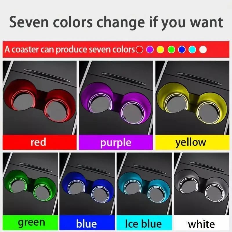 USB Luminous Car Coaster, Round Anti-slip LED Light Car Cup