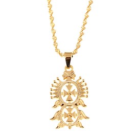 Old Ethiopian Gold Color Cross Pendant Necklaces for Women Men Ethiopian Eritrea