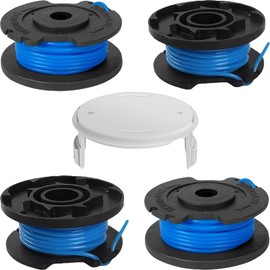 Ershengsan 4 PCS Trimmer String Spools with 1Pcs Spool Caps Compatible with Ryobi One+ AC14RL3A, Olt1832 Rac124, Strimmer Line Replacement for Ryobi 18V 24V 40V Strimmer