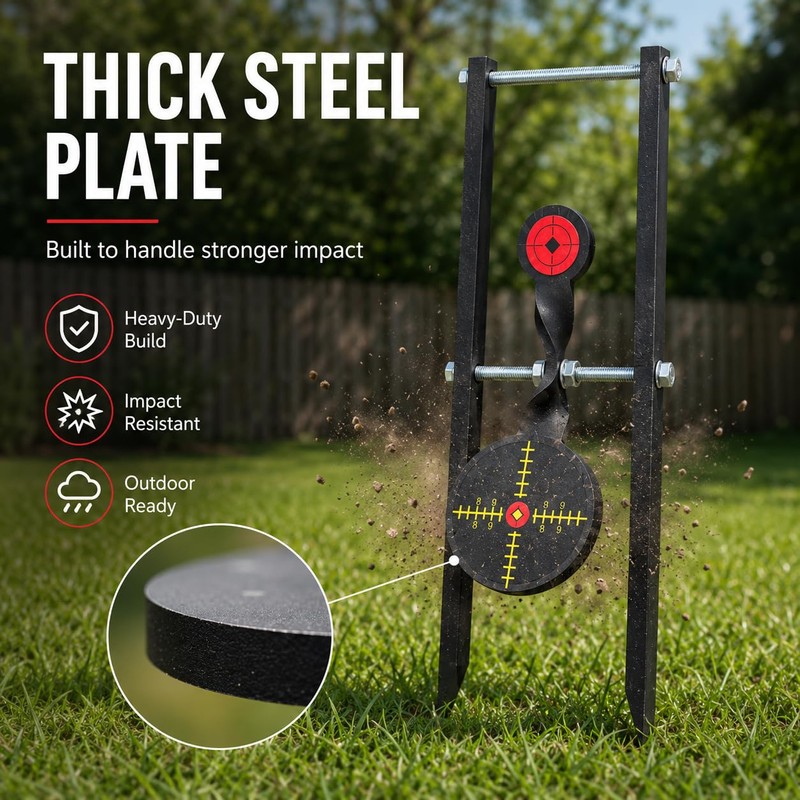 3/8 Inch Thick Carbon Steel Spinner Shooting Target Self Resetting