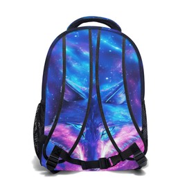 Galaxy Wolf Print College Bookbags Colorful School Backpack for Girls Women, Teens Sky Animal School Bags Bookbags Ladies Laptop Blue and Purple Backpacks Travel Hiking Camping Gym Daypack