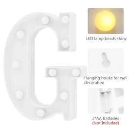Marquee Alphabet Night Light - G Light Up Sign Letters for Wall Decor, Bedroom, Baby Shower, Disco & Birthday Parties