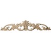 Ekena Millwork ONL24X05X01LFAL Medium Green Leaf Center with Scrolls Wood Onlays, 24 3/4"W x 5 1/8"H x 3/4"D, Alder