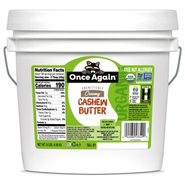 Once Again Organic, Creamy Cashew Butter- Unsweetened - 9 lb Bucket