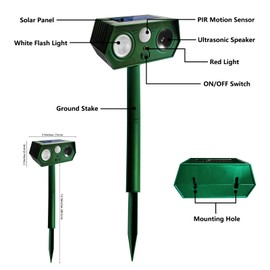 CDREPELUU 4 Pack 2025 Solar Animal Repeller Deer Repellent Devices Ultrasonic Cat Repellent Outdoor Motion Activated Animal Deterrent for Squirrel Rabbit Raccoon Skunk Dog Bird with Flash Lights for Yard Garden