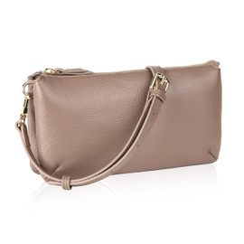 LASIEM Women's Wallet Shoulder Bag, Fits Long Wallets, Genuine Leather, Large Capacity, Horizontal Type, 2-Way Bi-Color, Taupe × Yellow