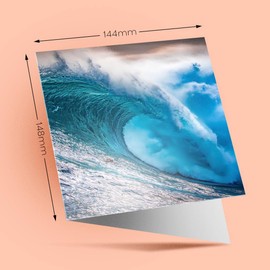 1 x Greeting Card Barrel Wave Surf Ocean Sea Surfer - Blank Birthday Celebration Anniversary #16969