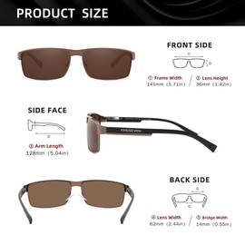 KINGSEVEN Fashion Photochromic Sunglasses Men Women Polarised Aviator Sunglasses Square Anti-Glare Driving Glasses UV400, brown