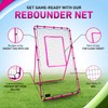 Volleyball Rebounder Pink, 7x4 ft Adjustable Volleyball Rebounder Net, Bounce