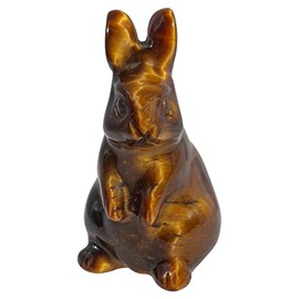 Lovionus89 Rabbit Crystal Decor Figurines, 2 Inches Natural Healing Stones Hand Carved Sculpture Ornaments Colletctible, Tiger's Eye