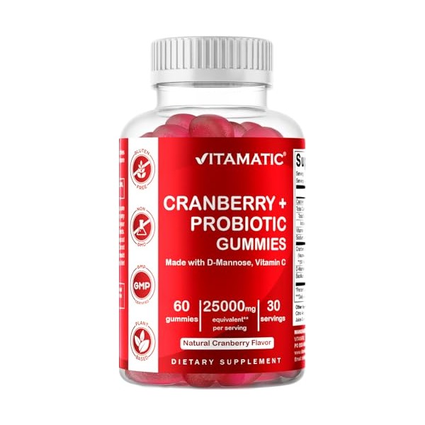 Vitamatic Vitamatic 2 Pack Vegan Cranberry Gummies with D-Mannose, Probiotic