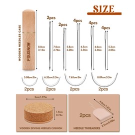 FOUSNOW 28 Pcs Heavy Duty Hand Sewing Needles Kit, Upholstery Needles for Hand Sewing, Sewing Needle Kit with Wooden Sewing Needles Cushion for Leather, Sofa, Canvas, Repair Sewing Craft
