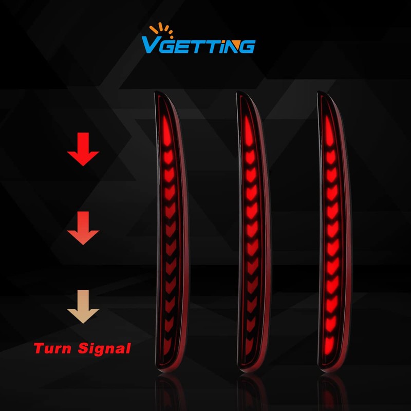 VGETTING Red Lens LED Reflector Lights For Honda Civic Hatchback,