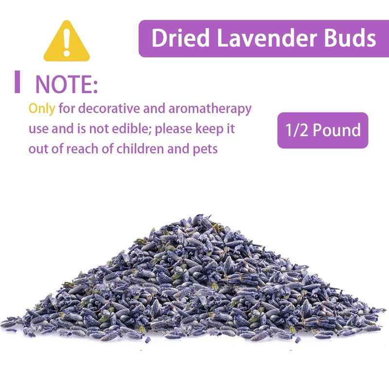 1/2 Pound Dried Lavender Flowers, Natural Dried Lavender Buds Bulk