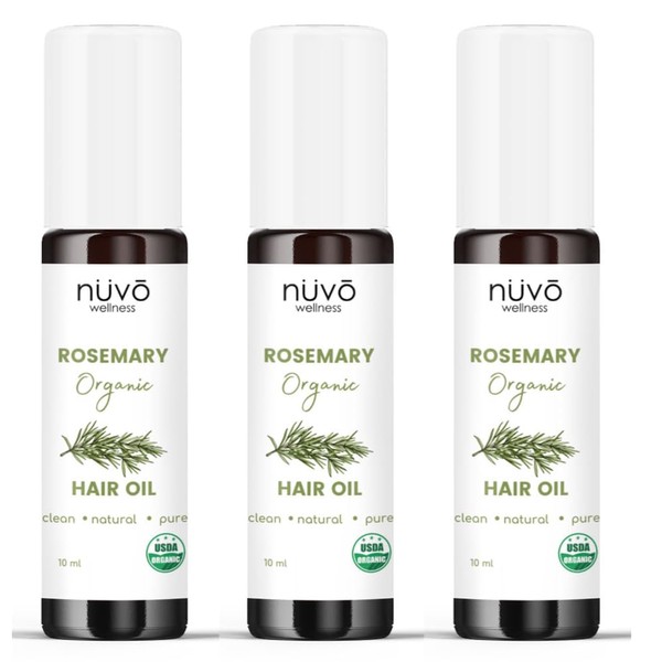 Rosemary Oil for Hair Growth Organic - Easy to Use Roll On - Organic Moroccan Rosemary Oil Blended with Organic Jojoba Oil - Use for Hair Skin Nails - Product of Canada - 30 ml