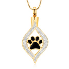 VCCWYQK Cremation Jewelry for Ashes The Eye of My Heart Urn Necklace Keepsake with Dog/Cat Paw Memorial Urn Jewelry Stainless Steel Necklace Memorial for Pet Gift for Men Women