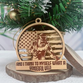 Welder Christmas Ornament, Welder Man Ornament, American Welder Mental Worker Hanging Ornament, Wooden Ornaments for Christmas Tree, Welding Gift for Ironworkers, Dad, Father, Boyfriend.