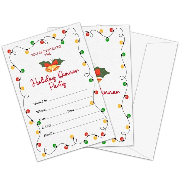 Nuhany Christmas Party Invitations, 25 Xmas Bell Invites with Envelops