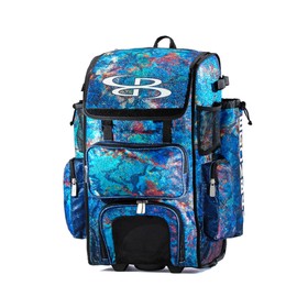 Boombah Rolling Superpack Baseball/Softball Gear Bag - 23-1/2" x 13-1/2" x 9-1/2" - Telescopic Handle - Holds 4 Bats - Wheeled Version - The Natural 2.0 Glitter Multi Orchid/White