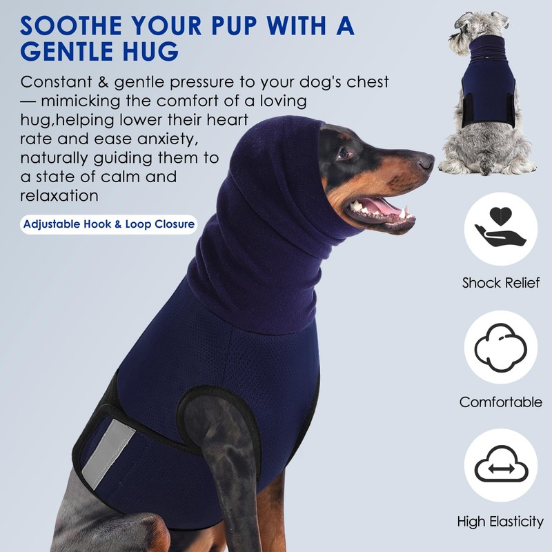 Breathable Dog Thunder Jacket Anxiety Calming Vest with Head Wrap,